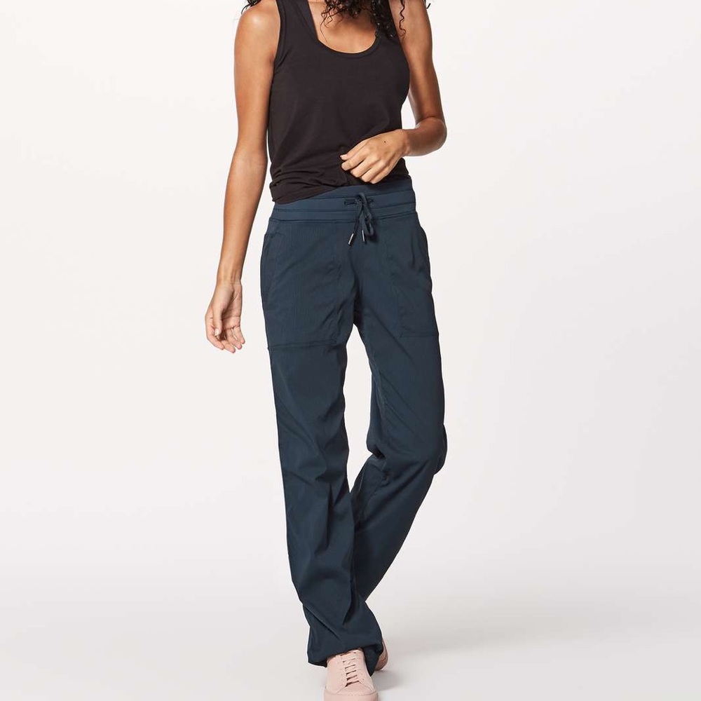 Lululemon studio pants lined nocturnal teal size 8